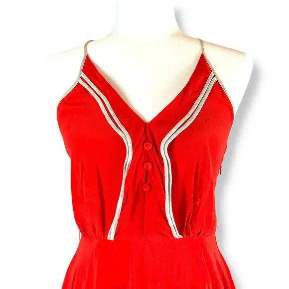 Girls From Savoy Anthro Misty Red Silk Pinup Twee Mini Dress ASO Sailor Cherry 4 - Picture 3 of 10